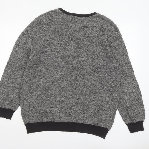Tu Men Grey Cotton Crew Neck Pullover Jumper Size L