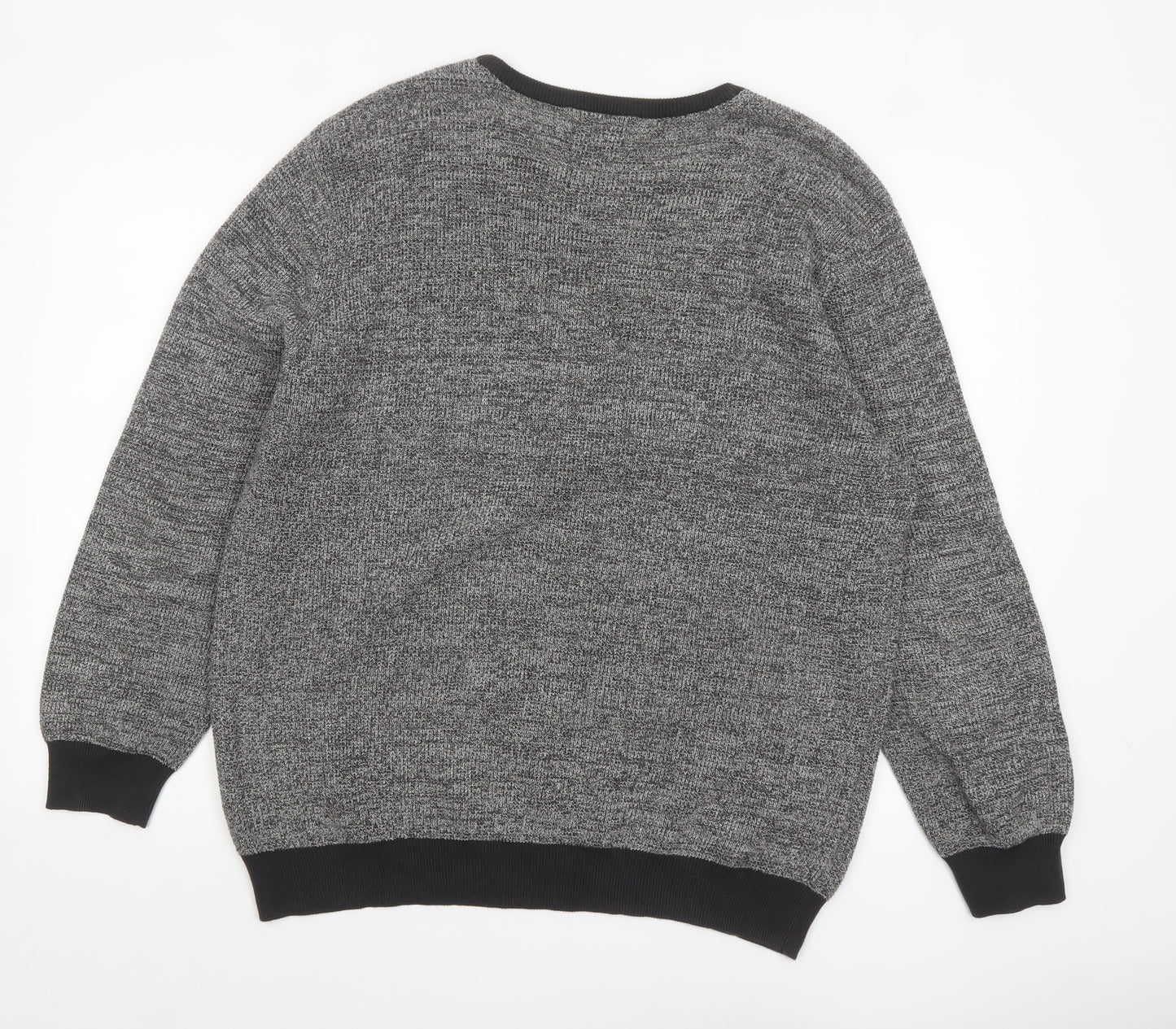 Tu Men Grey Cotton Crew Neck Pullover Jumper Size L