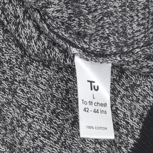 Tu Men Grey Cotton Crew Neck Pullover Jumper Size L