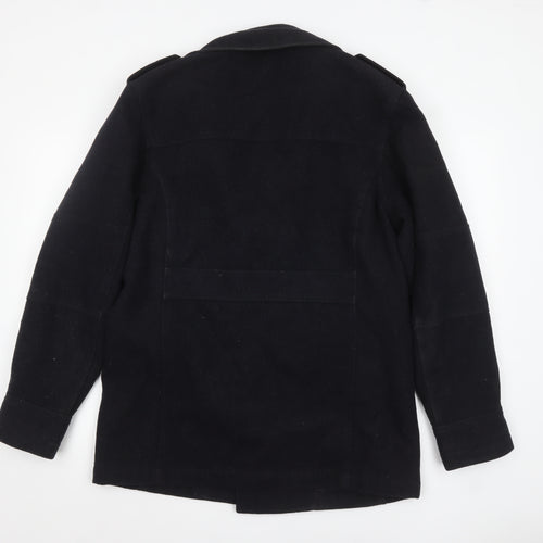 Next Men's Black Wool Blend Pea Coat Jacket Medium