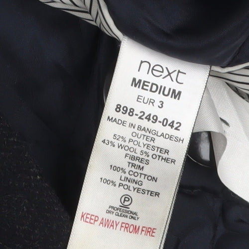 Next Men's Black Wool Blend Pea Coat Jacket Medium