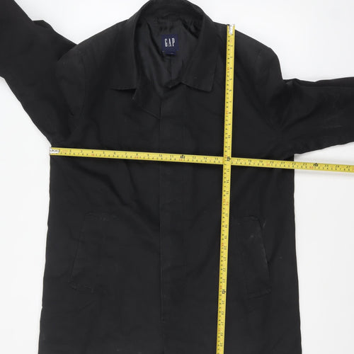 GAP Men's Black Cotton Overcoat XL Mid-Length Belted Trench Style