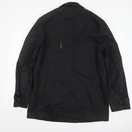 GAP Men's Black Cotton Overcoat XL Mid-Length Belted Trench Style