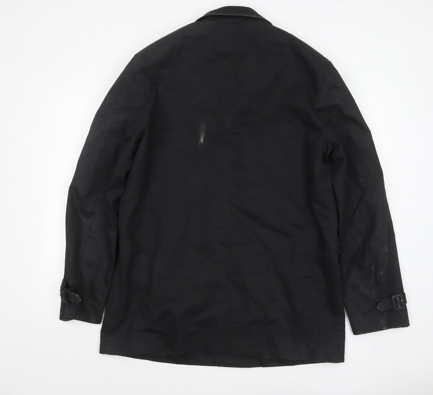 GAP Men's Black Cotton Overcoat XL Mid-Length Belted Trench Style