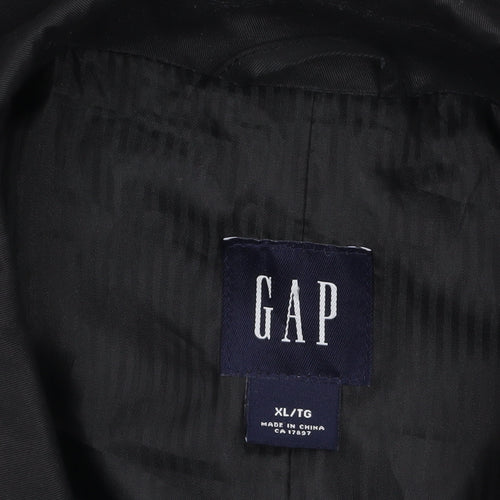 GAP Men's Black Cotton Overcoat XL Mid-Length Belted Trench Style