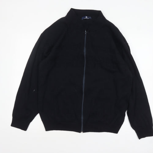 Carson Men Black XL Full Zip Cotton Blend Jumper