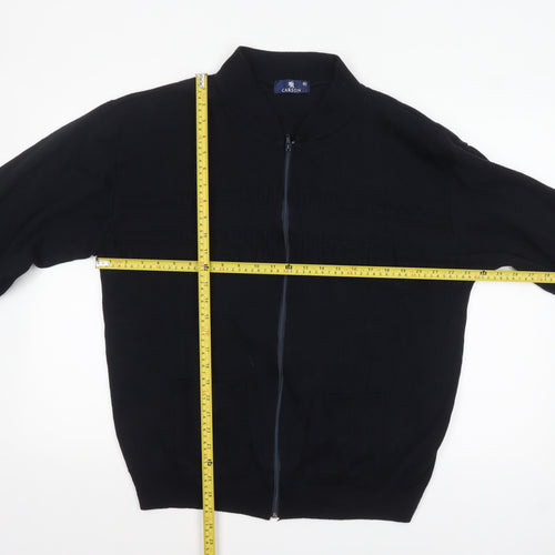 Carson Men Black XL Full Zip Cotton Blend Jumper