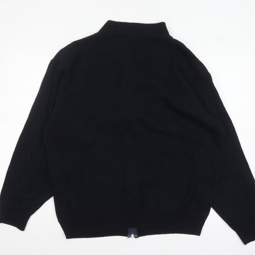 Carson Men Black XL Full Zip Cotton Blend Jumper