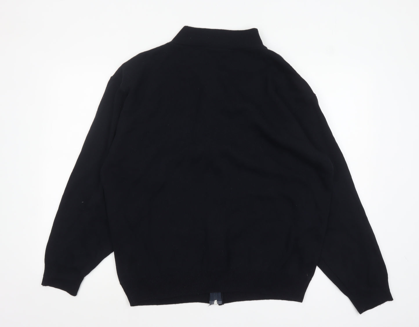 Carson Men Black XL Full Zip Cotton Blend Jumper