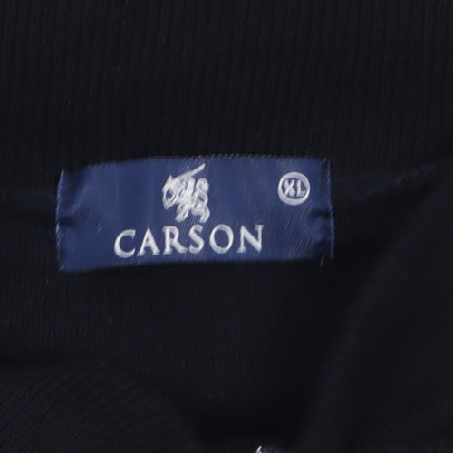 Carson Men Black XL Full Zip Cotton Blend Jumper