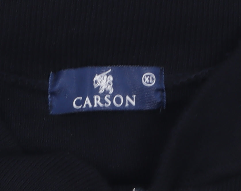 Carson Men Black XL Full Zip Cotton Blend Jumper
