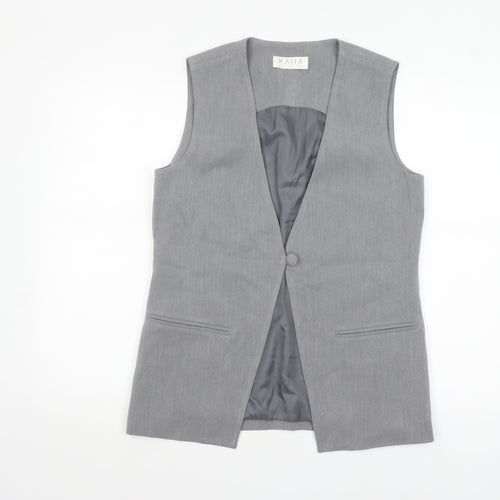 KAIIA Women Grey Suit Waistcoat UK 8 Single Button Tailored Vest