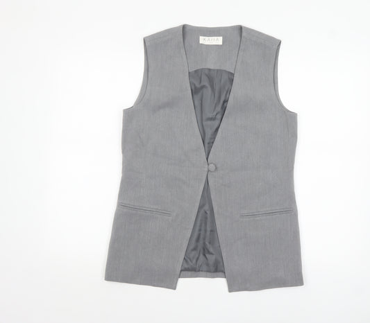 KAIIA Women Grey Suit Waistcoat UK 8 Single Button Tailored Vest