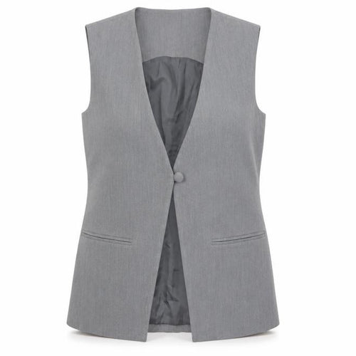 KAIIA Women Grey Suit Waistcoat UK 8 Single Button Tailored Vest