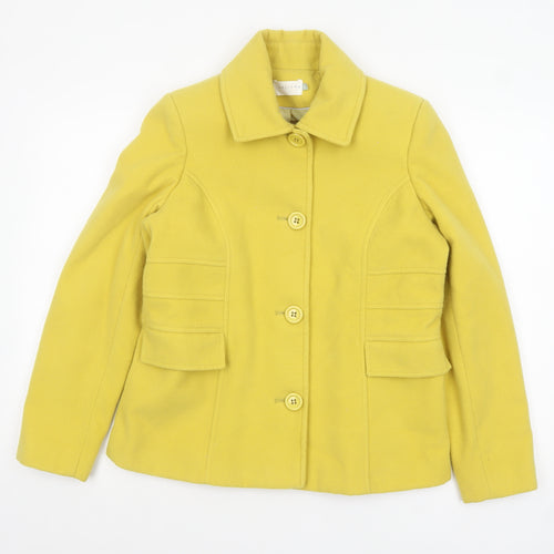 Lakeland Women Yellow Wool Blend Buttoned Mid-Length Coat Size 12