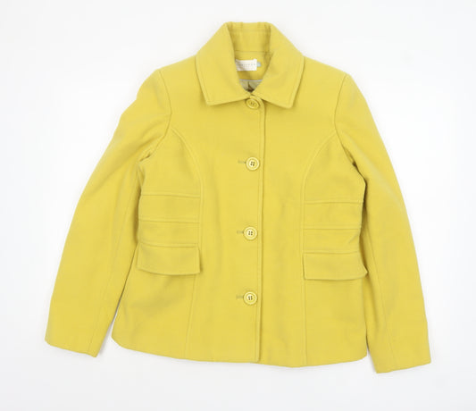 Lakeland Women Yellow Wool Blend Buttoned Mid-Length Coat Size 12