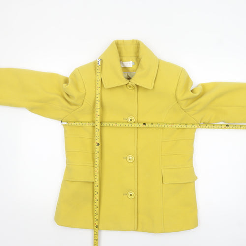 Lakeland Women Yellow Wool Blend Buttoned Mid-Length Coat Size 12
