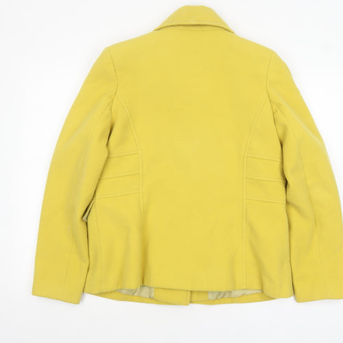 Lakeland Women Yellow Wool Blend Buttoned Mid-Length Coat Size 12