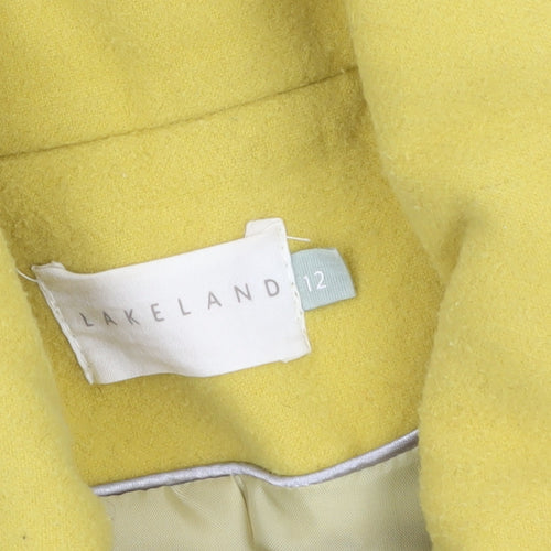 Lakeland Women Yellow Wool Blend Buttoned Mid-Length Coat Size 12