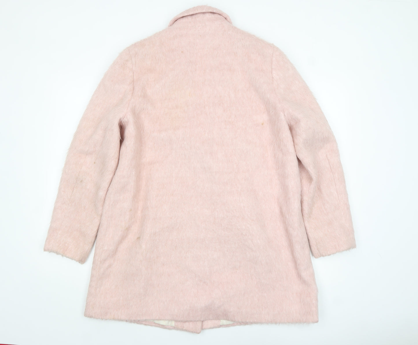Topshop Womens Pink Long Sleeve Mid-Length Wool Blend Overcoat UK 12