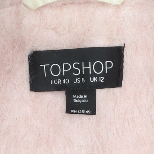 Topshop Womens Pink Long Sleeve Mid-Length Wool Blend Overcoat UK 12