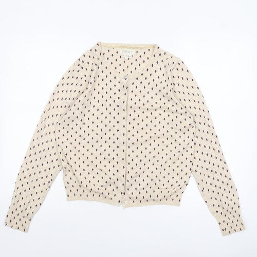 Next Women's Beige Geometric Cardigan Size 14 Long Sleeve Knit