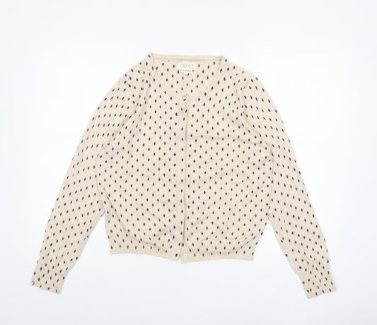 Next Women's Beige Geometric Cardigan Size 14 Long Sleeve Knit