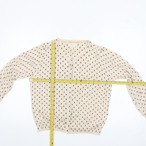 Next Women's Beige Geometric Cardigan Size 14 Long Sleeve Knit