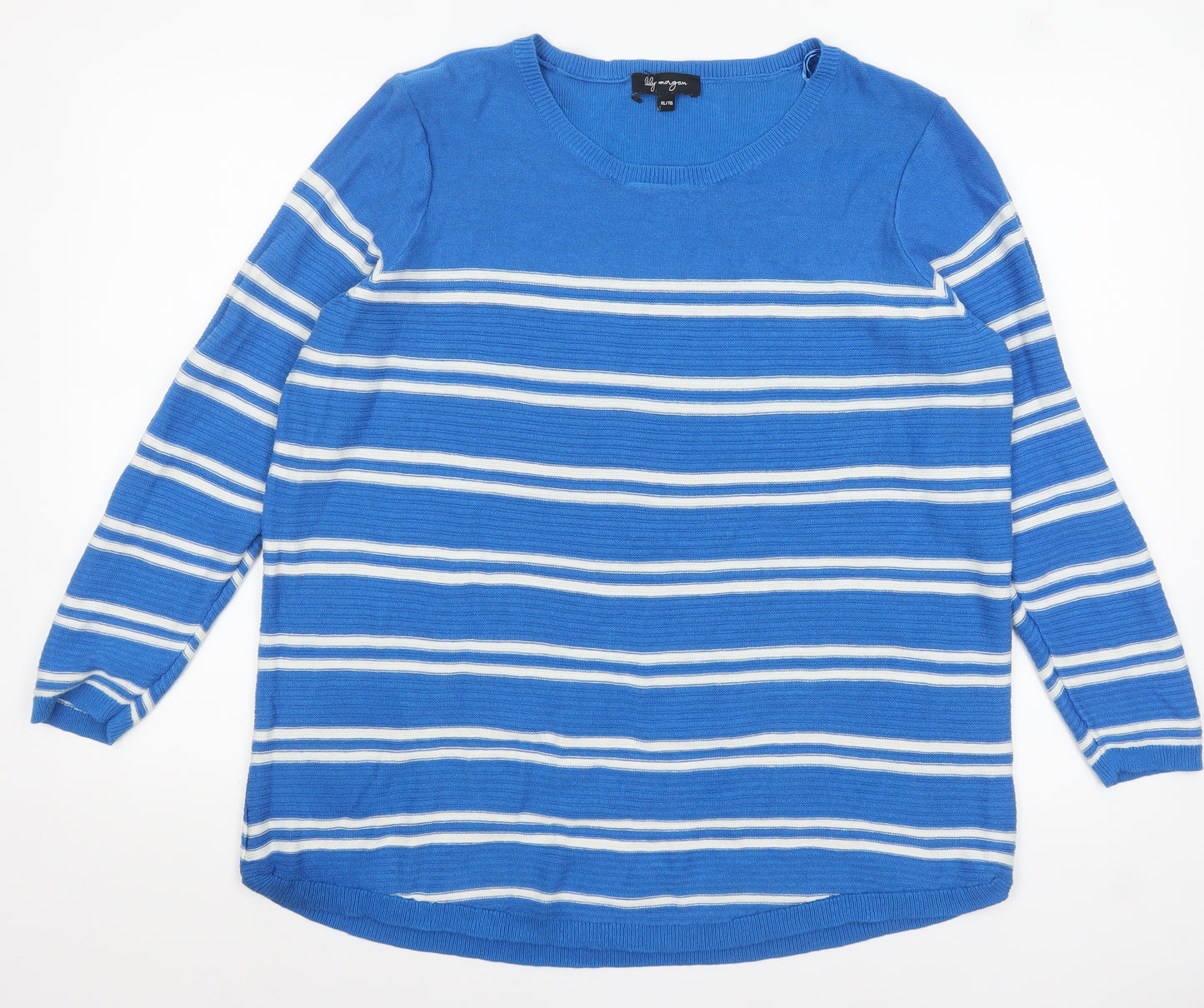 Lily Morgan Women's Blue Striped Knit Pullover Jumper XL