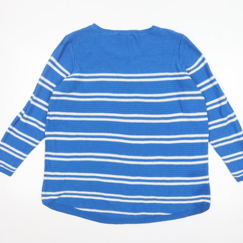 Lily Morgan Women's Blue Striped Knit Pullover Jumper XL