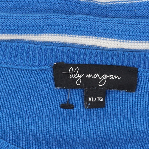 Lily Morgan Women's Blue Striped Knit Pullover Jumper XL