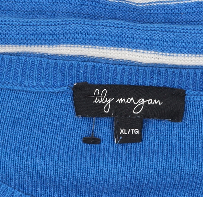 Lily Morgan Women's Blue Striped Knit Pullover Jumper XL