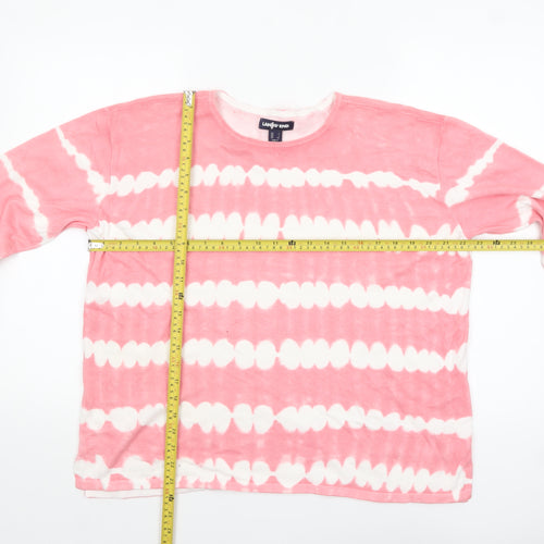 Lands' End Womens Pink Tie Dye Long Sleeve Cotton T-Shirt L