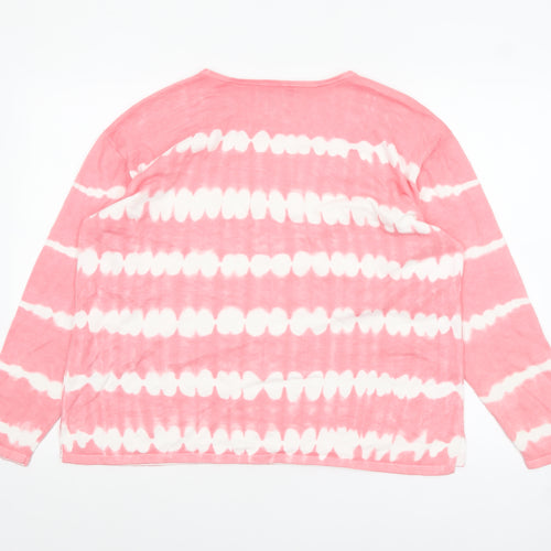 Lands' End Womens Pink Tie Dye Long Sleeve Cotton T-Shirt L