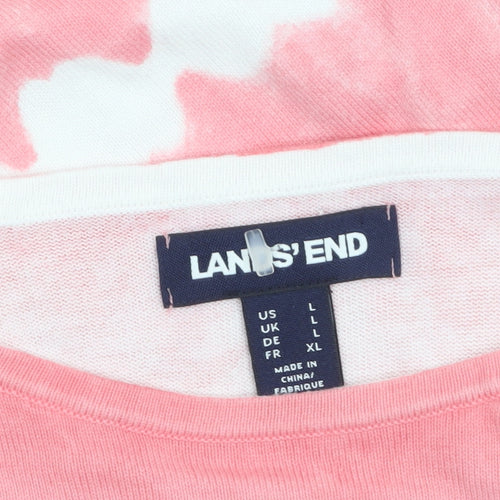 Lands' End Womens Pink Tie Dye Long Sleeve Cotton T-Shirt L