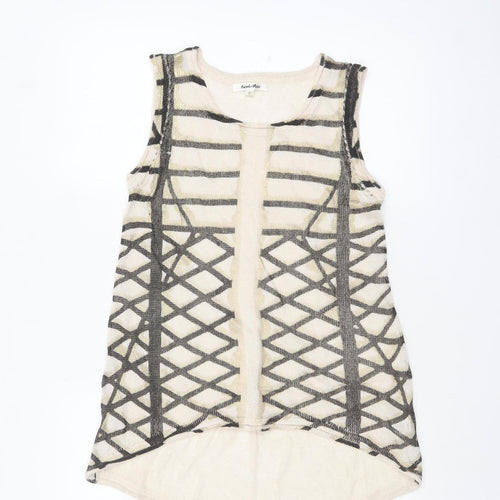 Paradis Miss Women’s Beige Geometric Knit Sleeveless Tank Top S