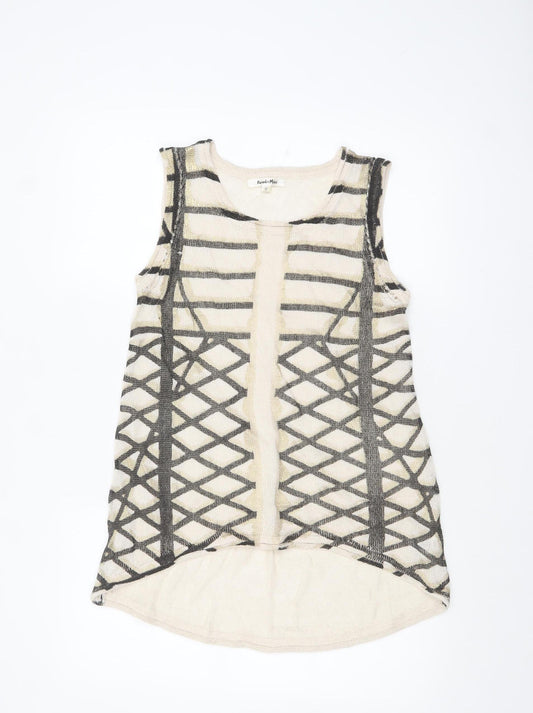 Paradis Miss Women’s Beige Geometric Knit Sleeveless Tank Top S