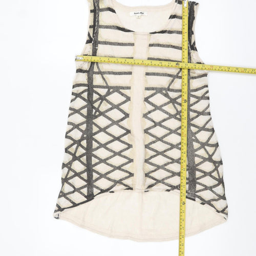 Paradis Miss Women’s Beige Geometric Knit Sleeveless Tank Top S