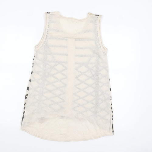 Paradis Miss Women’s Beige Geometric Knit Sleeveless Tank Top S