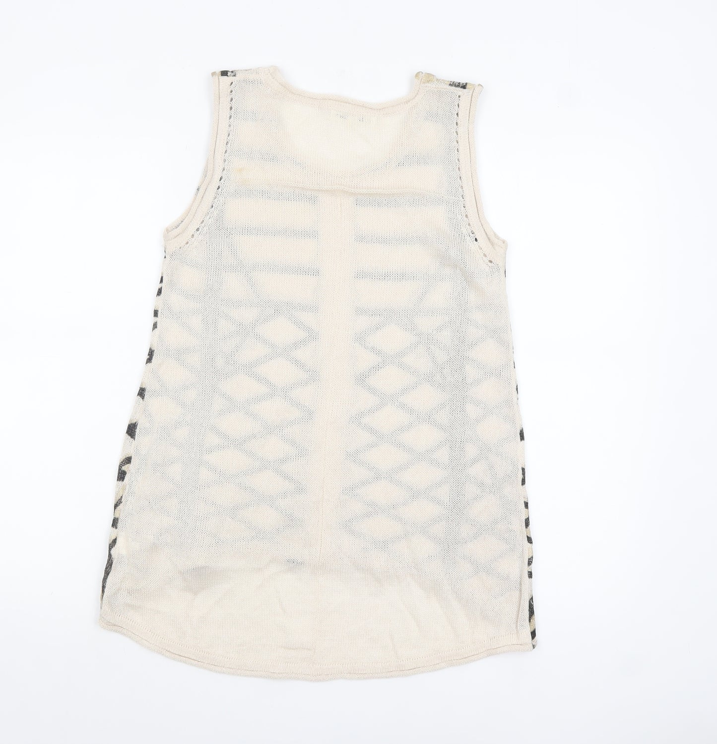 Paradis Miss Women’s Beige Geometric Knit Sleeveless Tank Top S