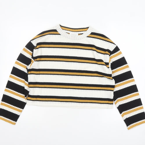 Topshop Petite Women's Multicoloured Striped Cropped Knit Top UK 10