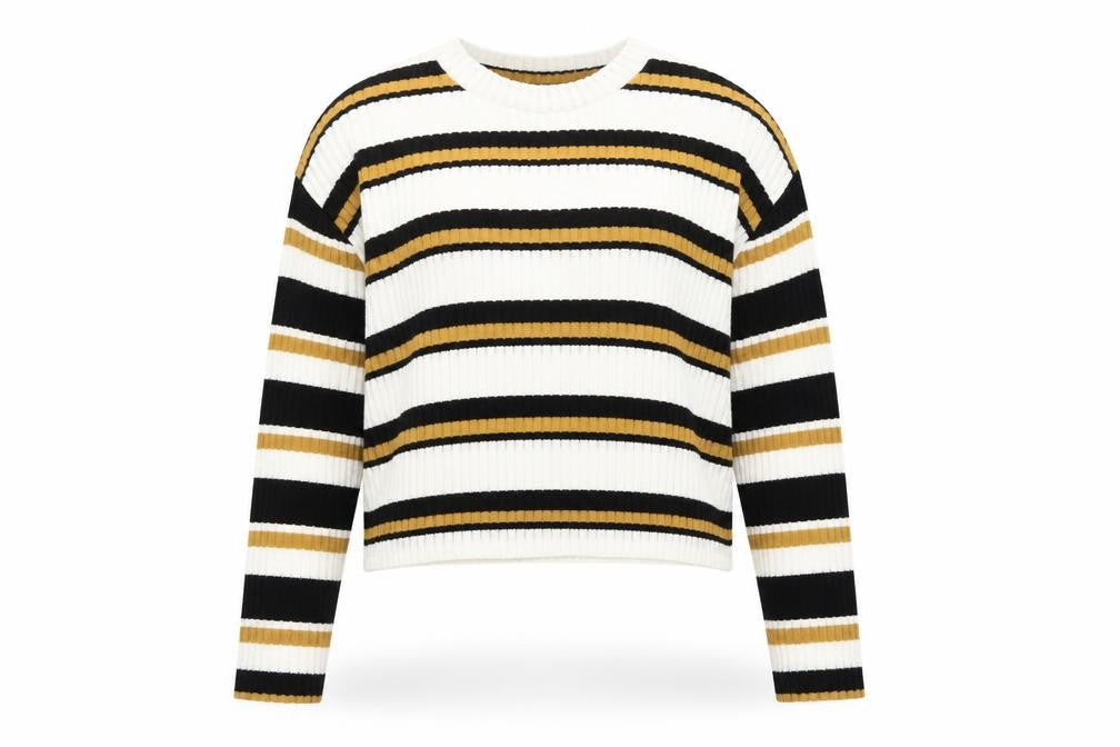 Topshop Petite Women's Multicoloured Striped Cropped Knit Top UK 10
