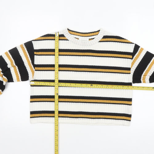 Topshop Petite Women's Multicoloured Striped Cropped Knit Top UK 10