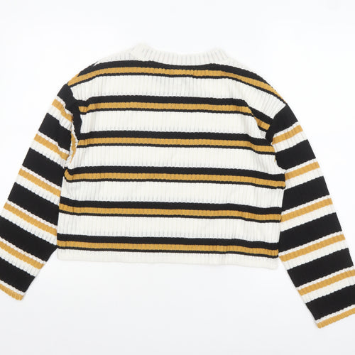 Topshop Petite Women's Multicoloured Striped Cropped Knit Top UK 10