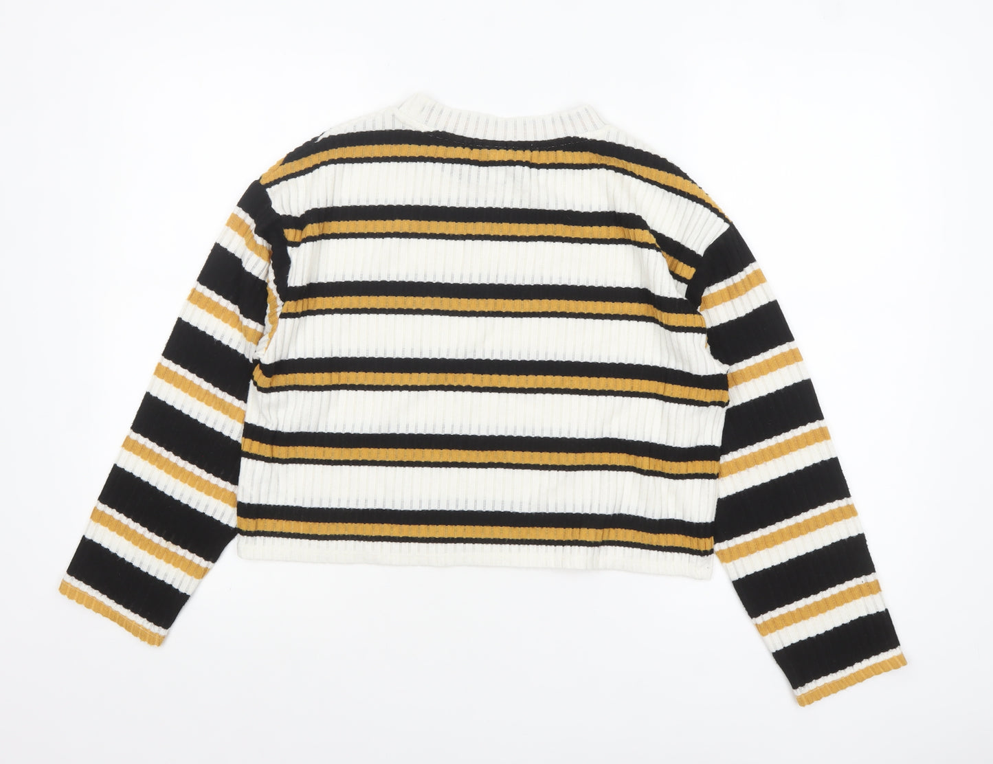 Topshop Petite Women's Multicoloured Striped Cropped Knit Top UK 10