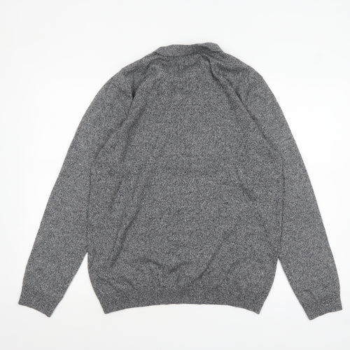 Peacocks Men’s Grey Collared Henley Knit Jumper L Regular Fit