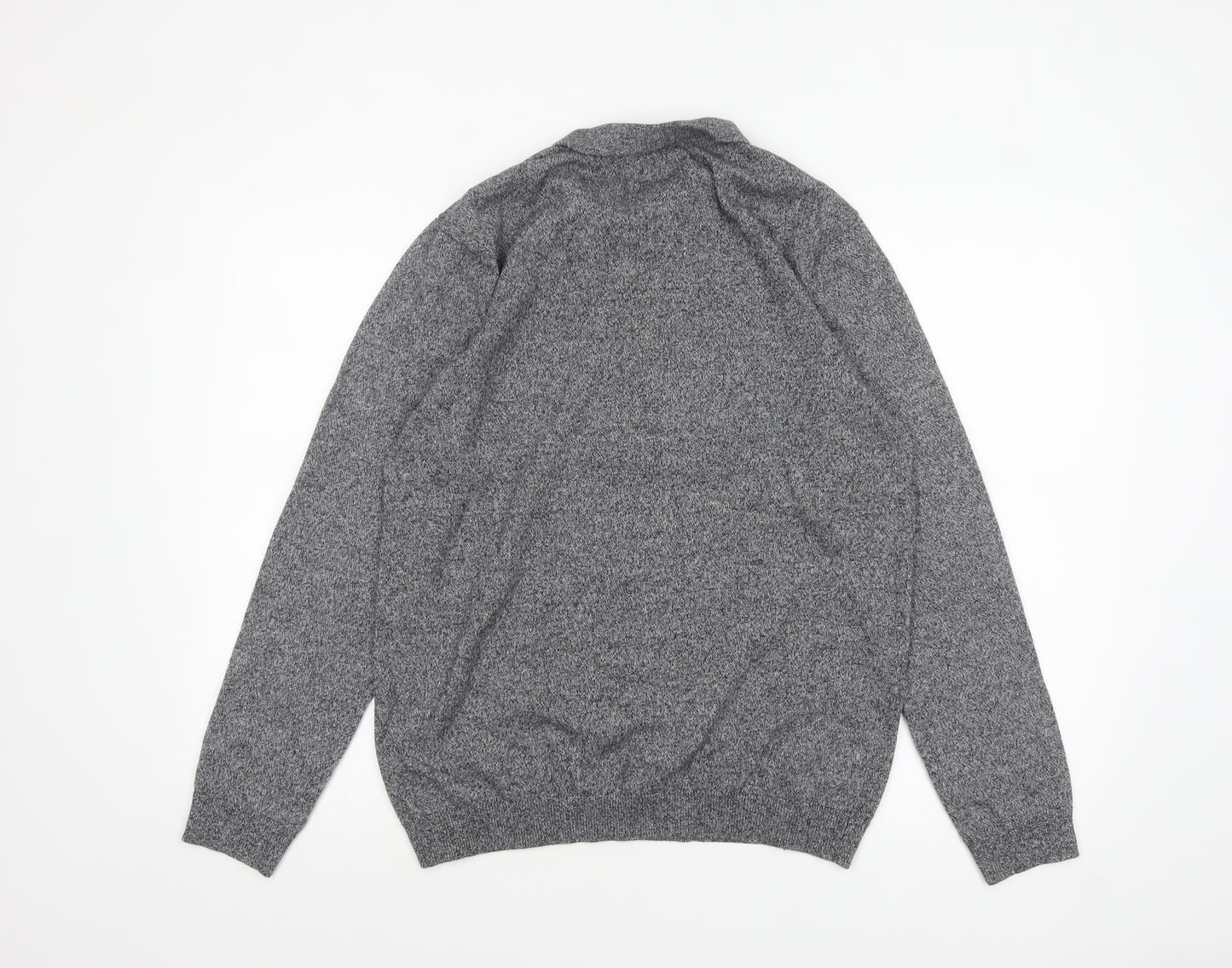 Peacocks Men’s Grey Collared Henley Knit Jumper L Regular Fit