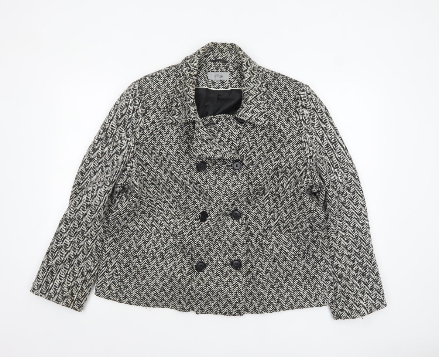 Marks and Spencer Women's Grey Wool Blend Pea Coat Size 22