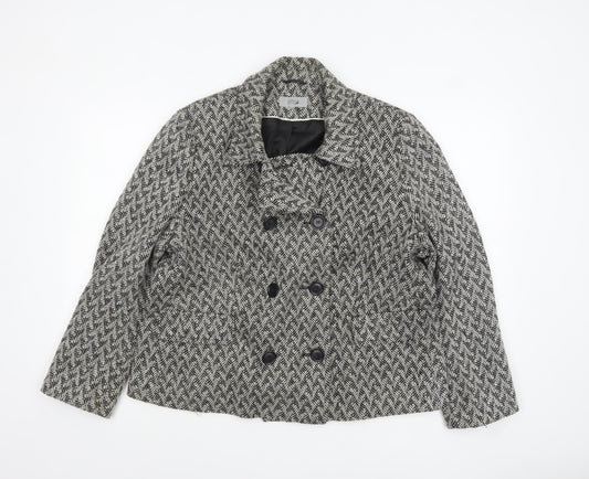 Marks and Spencer Women's Grey Wool Blend Pea Coat Size 22