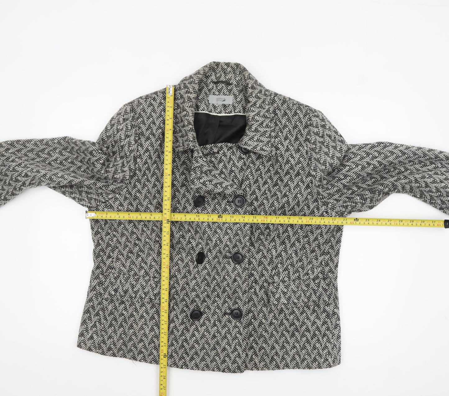 Marks and Spencer Women's Grey Wool Blend Pea Coat Size 22